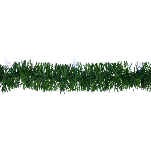 Clearance 18' x 3" Pre-Lit Pine Artificial Christmas Garland, Pure White LED Faceted Lights Pre Lit