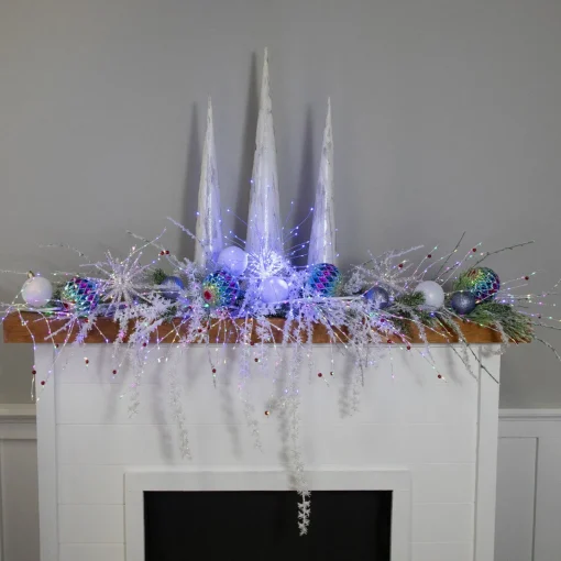 Discount 6' x 6" Pre-Lit White Christmas Garland with Red Jingle Bells, Multi-Color Lights Pre Lit