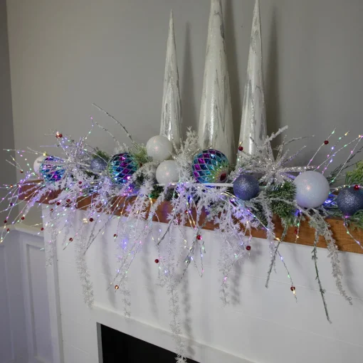 Discount 6' x 6" Pre-Lit White Christmas Garland with Red Jingle Bells, Multi-Color Lights Pre Lit