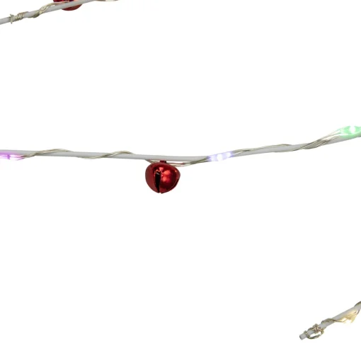 Discount 6' x 6" Pre-Lit White Christmas Garland with Red Jingle Bells, Multi-Color Lights Pre Lit