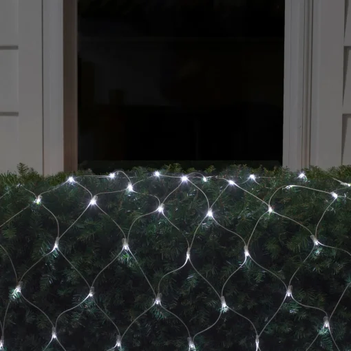 Online 4' x 6' Pure White LED Wide Angle Net Style Christmas Lights, White Wire Net Lights