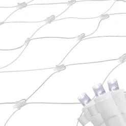 Discount 2' x 8' Pure White LED Wide Angle Net Style Column Wrap Christmas Lights, White Wire Net Lights