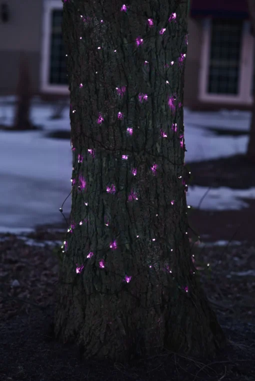 2' x 8' Purple Mini Tree Trunk Wrap Christmas Net Lights - Brown Wire Novelty