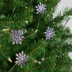 Outlet 5' x 2" Purple Snowflake Christmas Garland with Silver Beads, Unlit Beaded