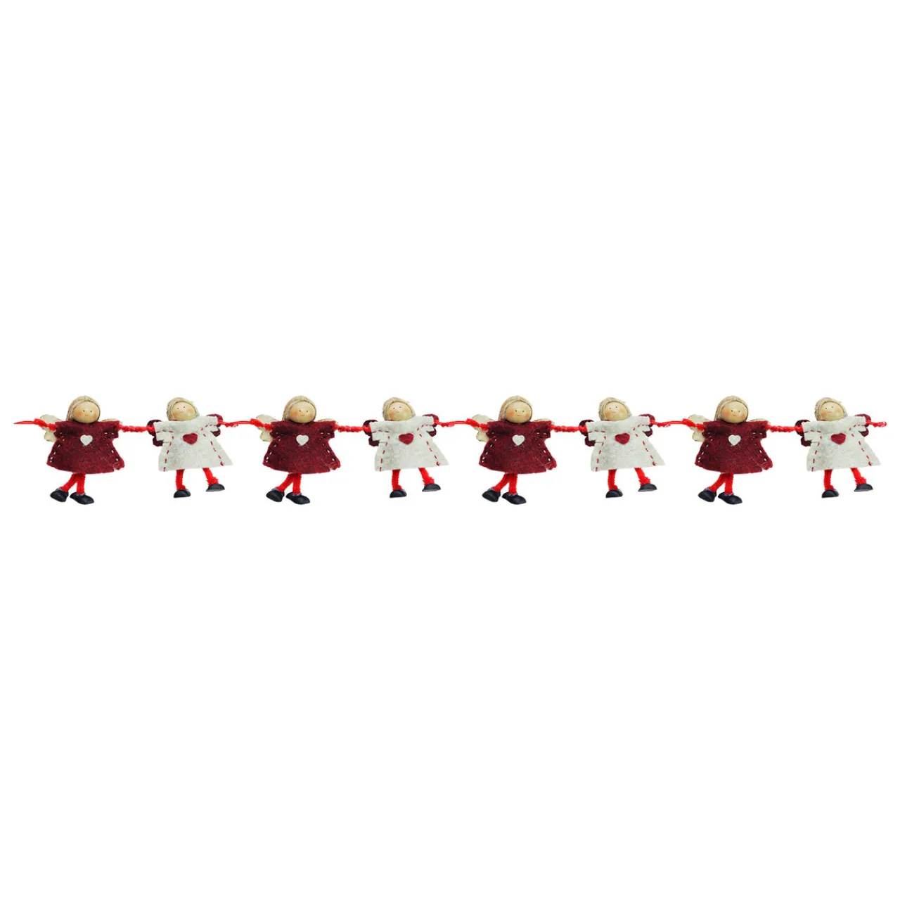 Clearance 4" x 26" Red and Beige Angel Dolls Christmas Garland - Unlit Pre Decorated