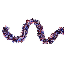 Online 12' x 4" Red and Blue Wide Cut Patriotic Tinsel Christmas Garland - Unlit Colorful
