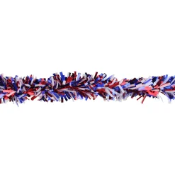 Online 12' x 4" Red and Blue Wide Cut Patriotic Tinsel Christmas Garland - Unlit Colorful