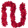 Outlet 6' x 3" Red Artificial Poinsettia Floral Christmas Garland - Unlit Unlit