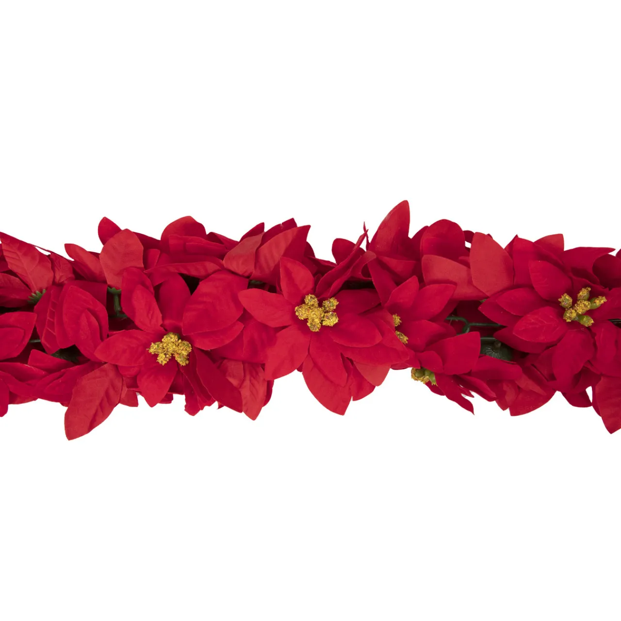 Outlet 6' x 3" Red Artificial Poinsettia Floral Christmas Garland - Unlit Unlit