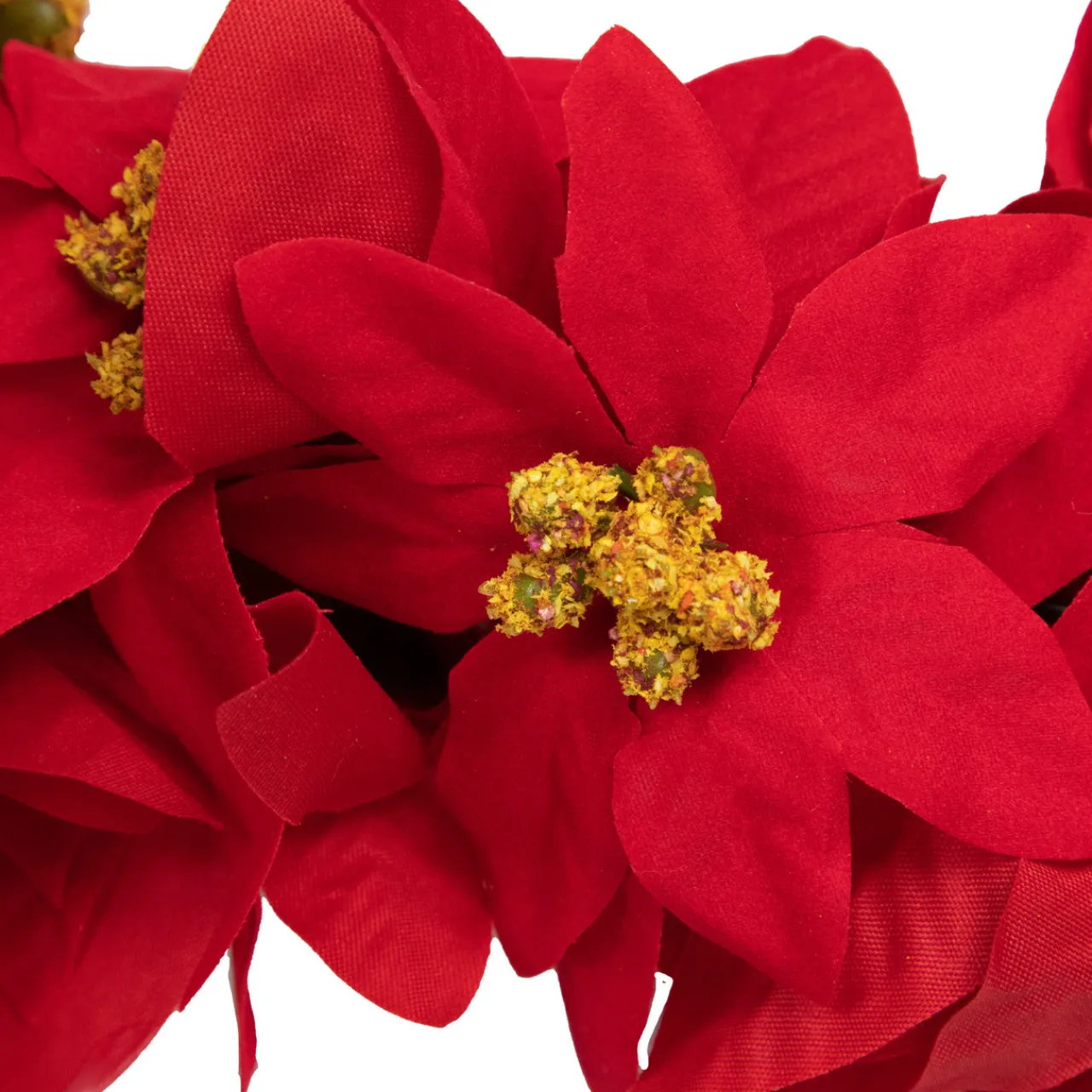 Outlet 6' x 3" Red Artificial Poinsettia Floral Christmas Garland - Unlit Unlit