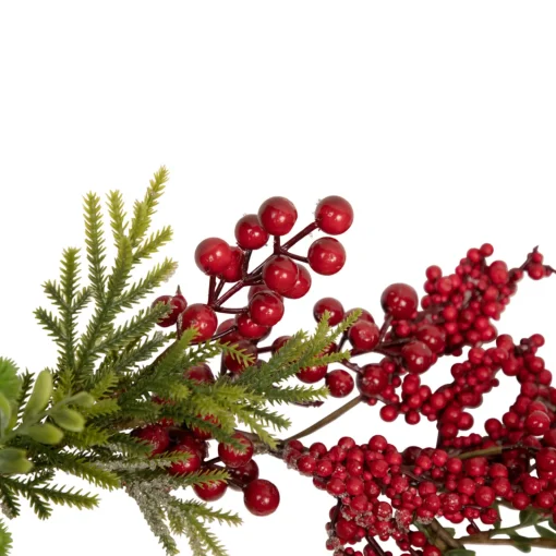 New 5' x 12" Red Berry and Frosted Pine Christmas Garland - Unlit Unlit