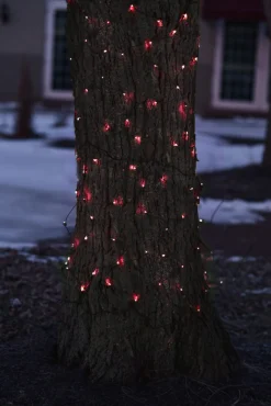Sale 2' x 8' Red Mini Net Style Tree Trunk Wrap Christmas Lights, Brown Wire Novelty