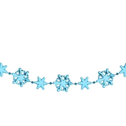 New 8' x 1" Shiny Blue Snowflakes Beaded Christmas Garland Beaded
