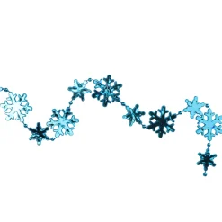 New 8' x 1" Shiny Blue Snowflakes Beaded Christmas Garland Beaded