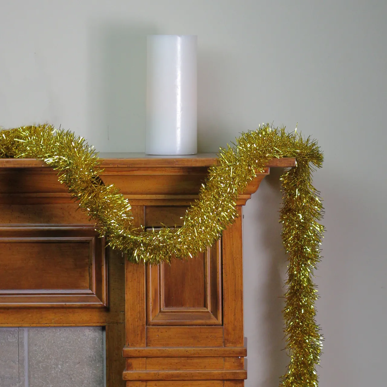 Clearance 50' x 4" Shiny Gold Traditional Christmas Foil Tinsel Garland - Unlit Colorful