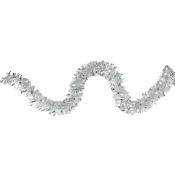 Sale 12' x 3" Shiny Silver and Snowblush Wide Cut Tinsel Christmas Garland - Unlit Colorful
