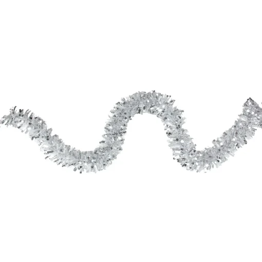 Sale 12' x 3" Shiny Silver and Snowblush Wide Cut Tinsel Christmas Garland - Unlit Colorful