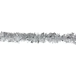 Sale 12' x 3" Shiny Silver and Snowblush Wide Cut Tinsel Christmas Garland - Unlit Colorful