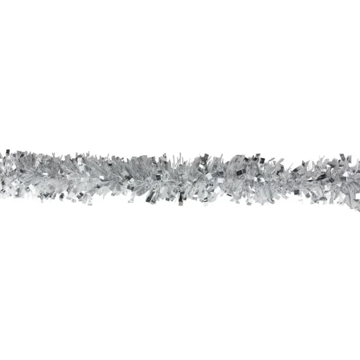 Sale 12' x 3" Shiny Silver and Snowblush Wide Cut Tinsel Christmas Garland - Unlit Colorful