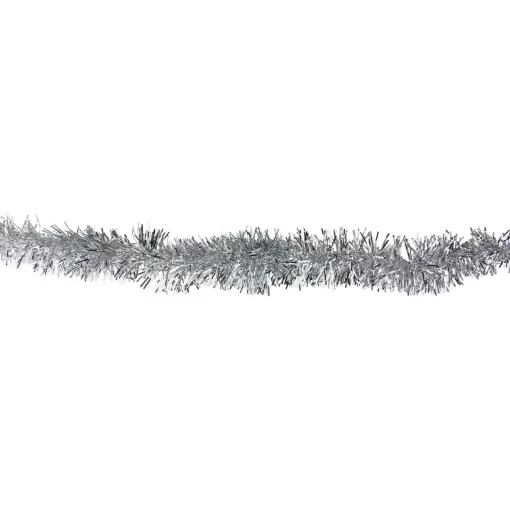 New 50' x 2.25" Silver Tinsel Artificial Christmas Garland - Unlit Colorful