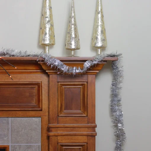 New 50' x 2.25" Silver Tinsel Artificial Christmas Garland - Unlit Colorful