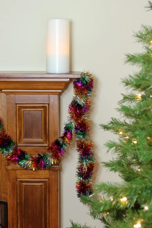 Outlet 50' x 3" Silver Tinsel Rainbow Artificial Christmas Garland - Unlit Colorful