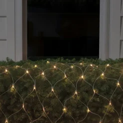 Online 4' x 6' Warm White LED Wide Angle Net Style Christmas Lights, White Wire Net Lights