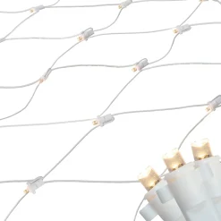 Online 2' x 8' Warm White LED Wide Angle Net Style Column Wrap Christmas Lights, White Wire Net Lights