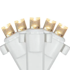 Online 2' x 8' Warm White LED Wide Angle Net Style Column Wrap Christmas Lights, White Wire Net Lights