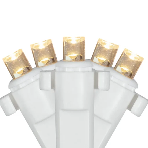 Online 2' x 8' Warm White LED Wide Angle Net Style Column Wrap Christmas Lights, White Wire Net Lights