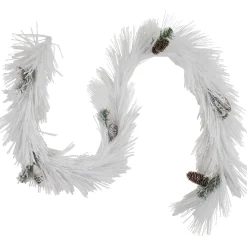Online 6' x 10" White Flocked Artificial Christmas Garland with Pine Cones, Unlit Frosted & Flocked