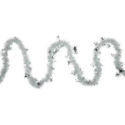 Hot 12' x 3" White Iridescent and Silver Snowflakes Christmas Tinsel Garland - Unlit Colorful