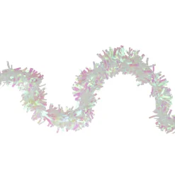 Online 50' x 4" White Iridescent Wide Cut Tinsel Christmas Garland - Unlit Colorful