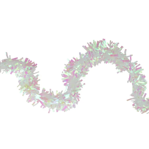 Online 50' x 4" White Iridescent Wide Cut Tinsel Christmas Garland - Unlit Colorful