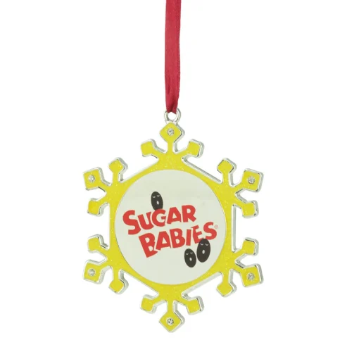 Online 3.5" Yellow and Red Snowflake Sugar Babies Candy Logo Christmas Ornament Food & Beverage