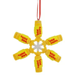 Hot 4" Yellow and Red Tootsie Roll Sugar Daddy Lollipop Snowflake Christmas Ornament Food & Beverage
