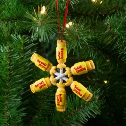Hot 4" Yellow and Red Tootsie Roll Sugar Daddy Lollipop Snowflake Christmas Ornament Food & Beverage