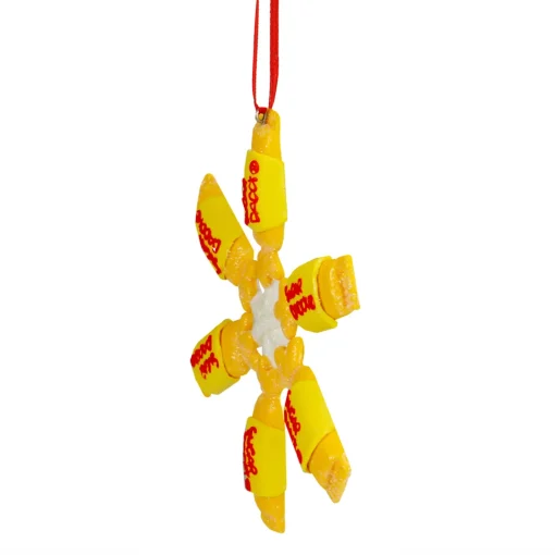 Hot 4" Yellow and Red Tootsie Roll Sugar Daddy Lollipop Snowflake Christmas Ornament Food & Beverage