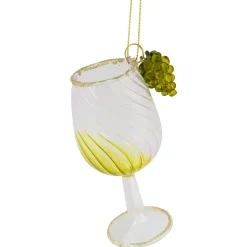 New 4.25" Yellow Wine Glittered Glass Christmas Ornament Food & Beverage
