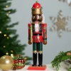 Discount African American Nutcracker King Christmas Figure - 14.25" - Red and Green Nutcrackers