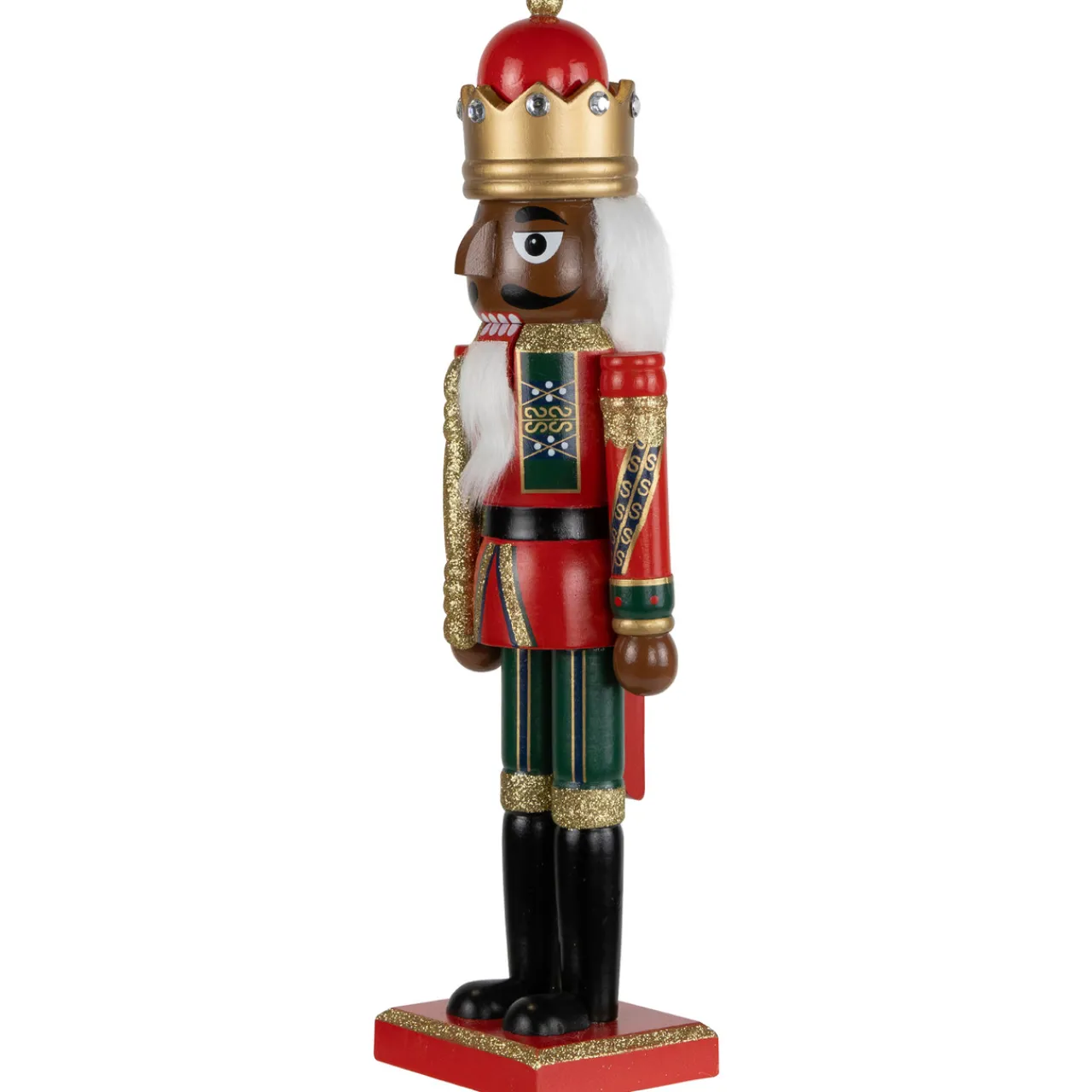 Discount African American Nutcracker King Christmas Figure - 14.25" - Red and Green Nutcrackers