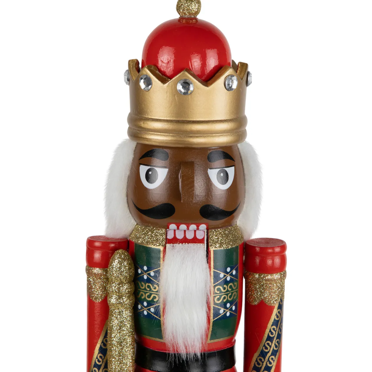 Discount African American Nutcracker King Christmas Figure - 14.25" - Red and Green Nutcrackers