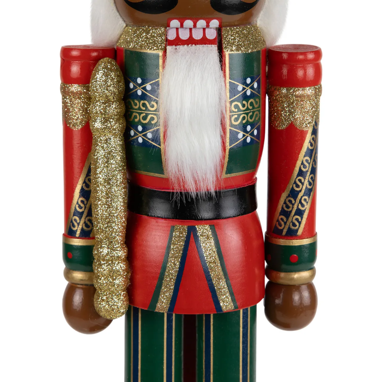 Discount African American Nutcracker King Christmas Figure - 14.25" - Red and Green Nutcrackers