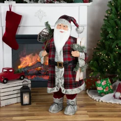 Hot Alpine Santa Claus with Snowshoes and Skis Christmas Figure - 36" Santa Claus