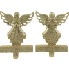 Outlet Angel Glittered Christmas Stocking Holders - 5.5" - Gold - Set of 2 Stocking Holders