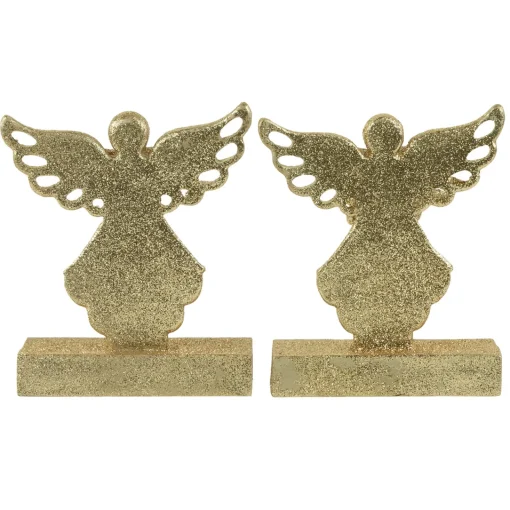 Outlet Angel Glittered Christmas Stocking Holders - 5.5" - Gold - Set of 2 Stocking Holders