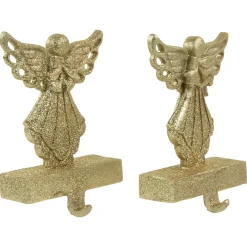 Outlet Angel Glittered Christmas Stocking Holders - 5.5