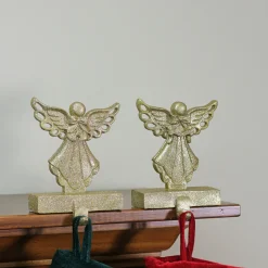 Outlet Angel Glittered Christmas Stocking Holders - 5.5