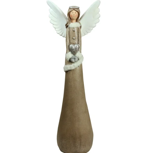 Discount Angel with Heart Christmas Figurine - 24" - Brown and White Angels