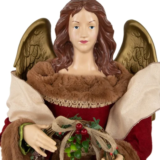 Sale Angel with Wings Commercial Size Christmas Tree Topper - 3' - Brown and Red - Unlit Commercial